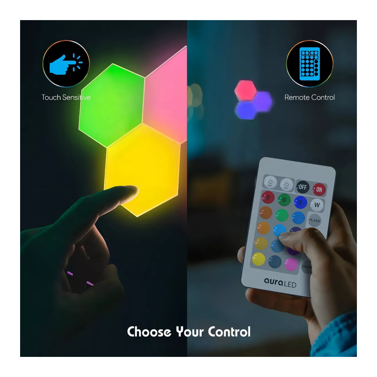 Vista 6 de Set luces led hexagonales 6P-L